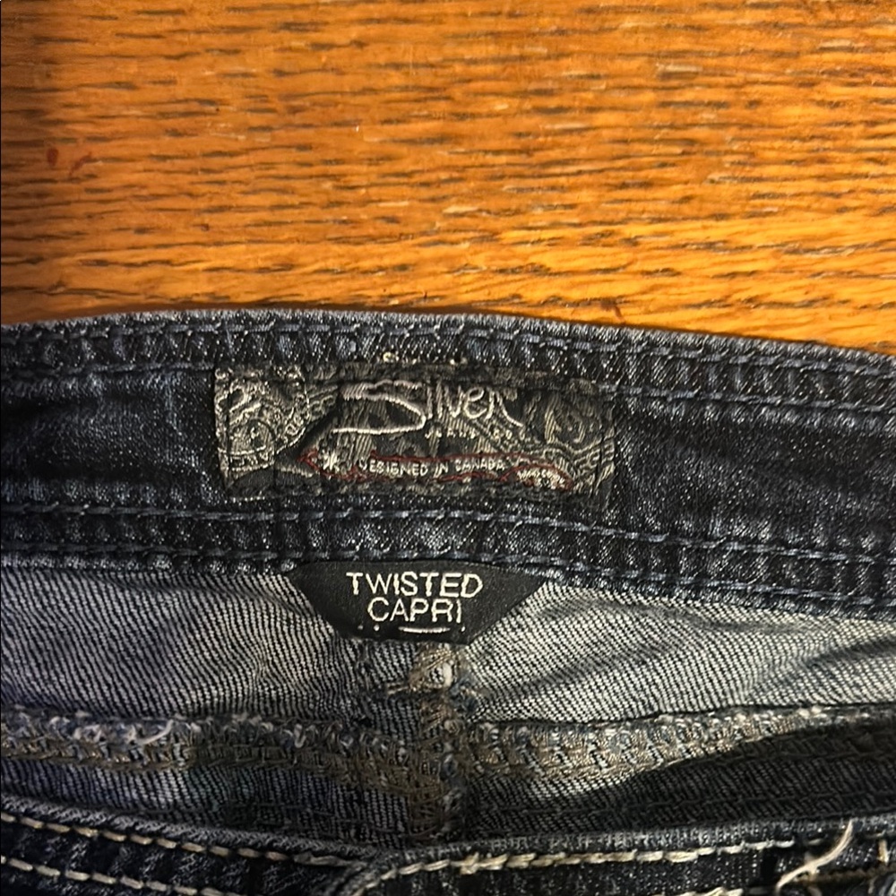 Silver Jeans Dark Blue Denim Capri; Cut into shorts